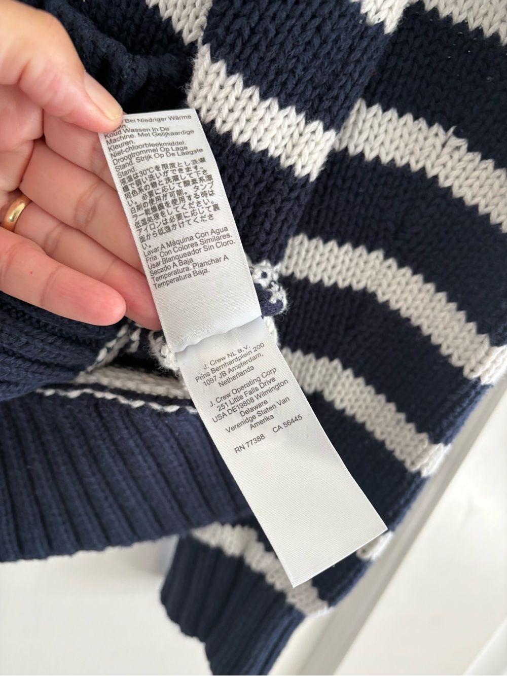 J. Crew Navy & White Striped V-Neck Cardigan - Picture 5 of 7